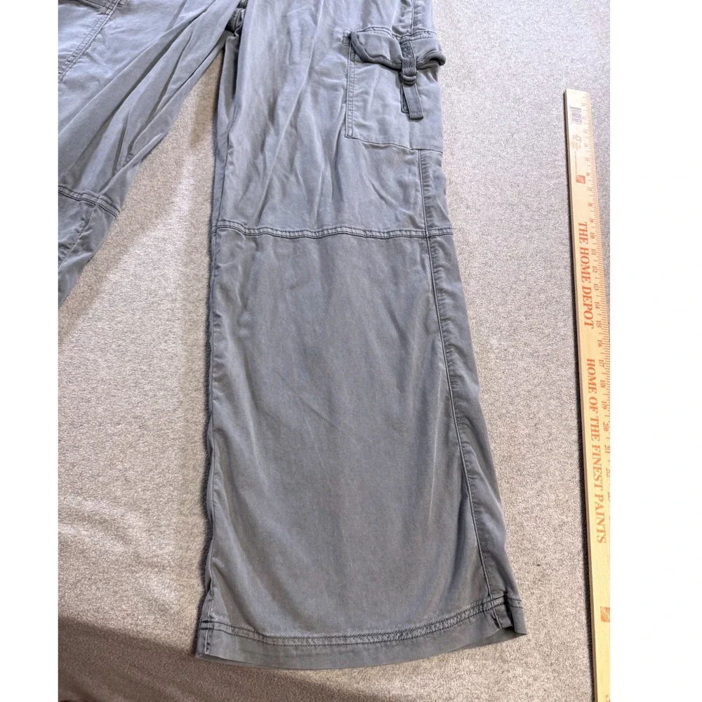 American Eagle Cargo Pants Womens Sz 16 Gray Wide Leg Utility Pockets Casual Y2K